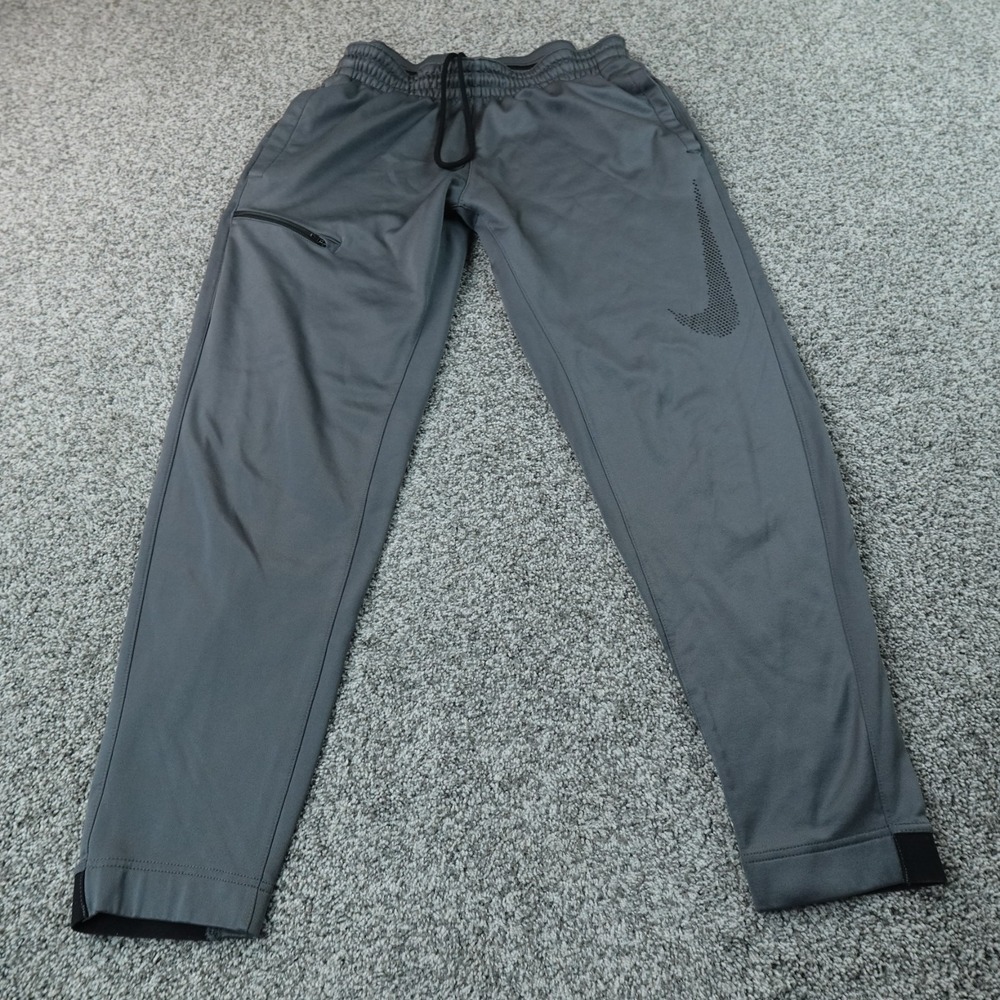Nike Pants Mens L Gray Swoosh Dri Fit Drawstring Warmup Jogger Sweatpants Gym
